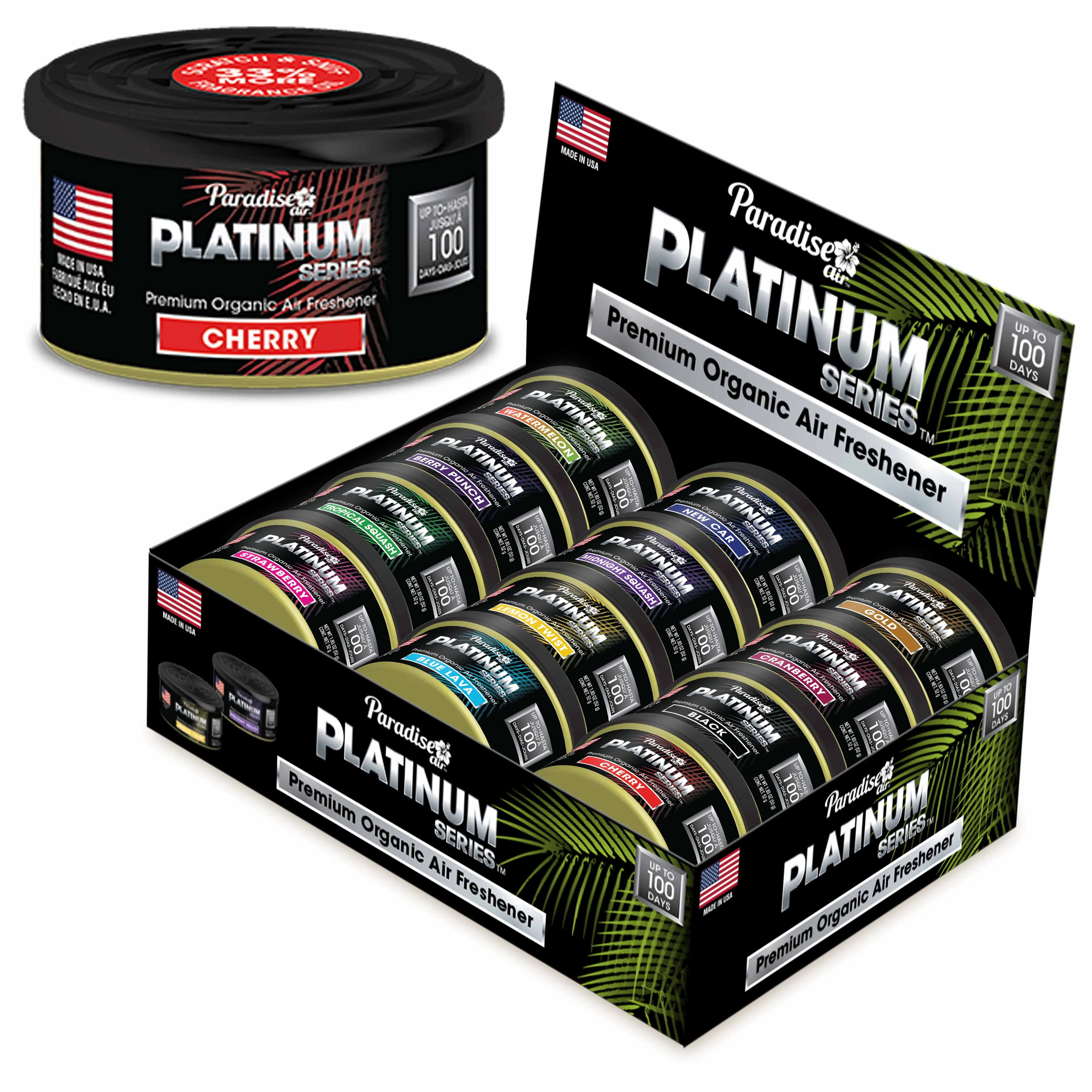 12 Paradise Platinum Organic Air Freshener Fiber Can Assorted Long Lasting Scent