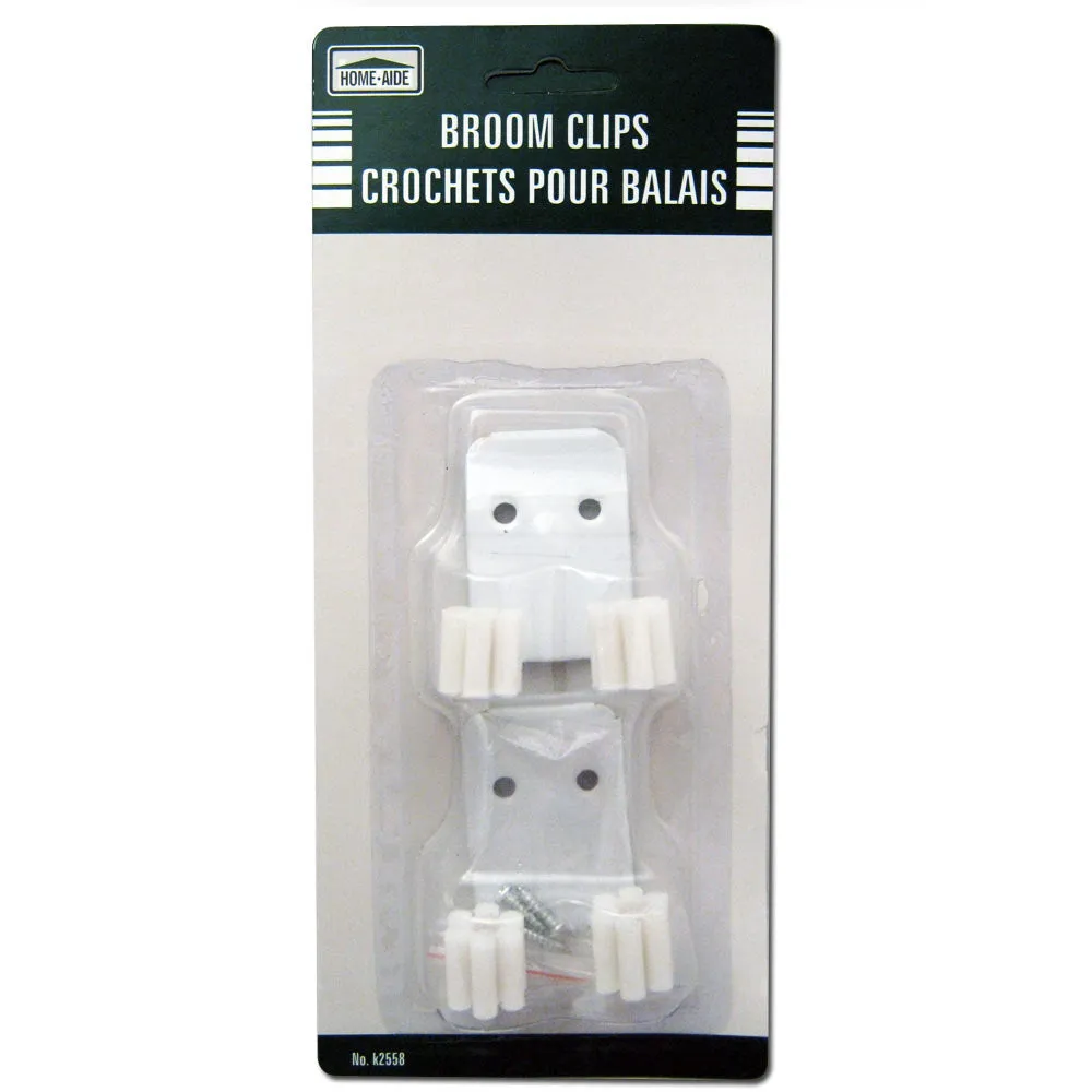 2 Pack Broom Clips Holder Mop Mount Hanging Wall Hook Grip Handle Home Organizer