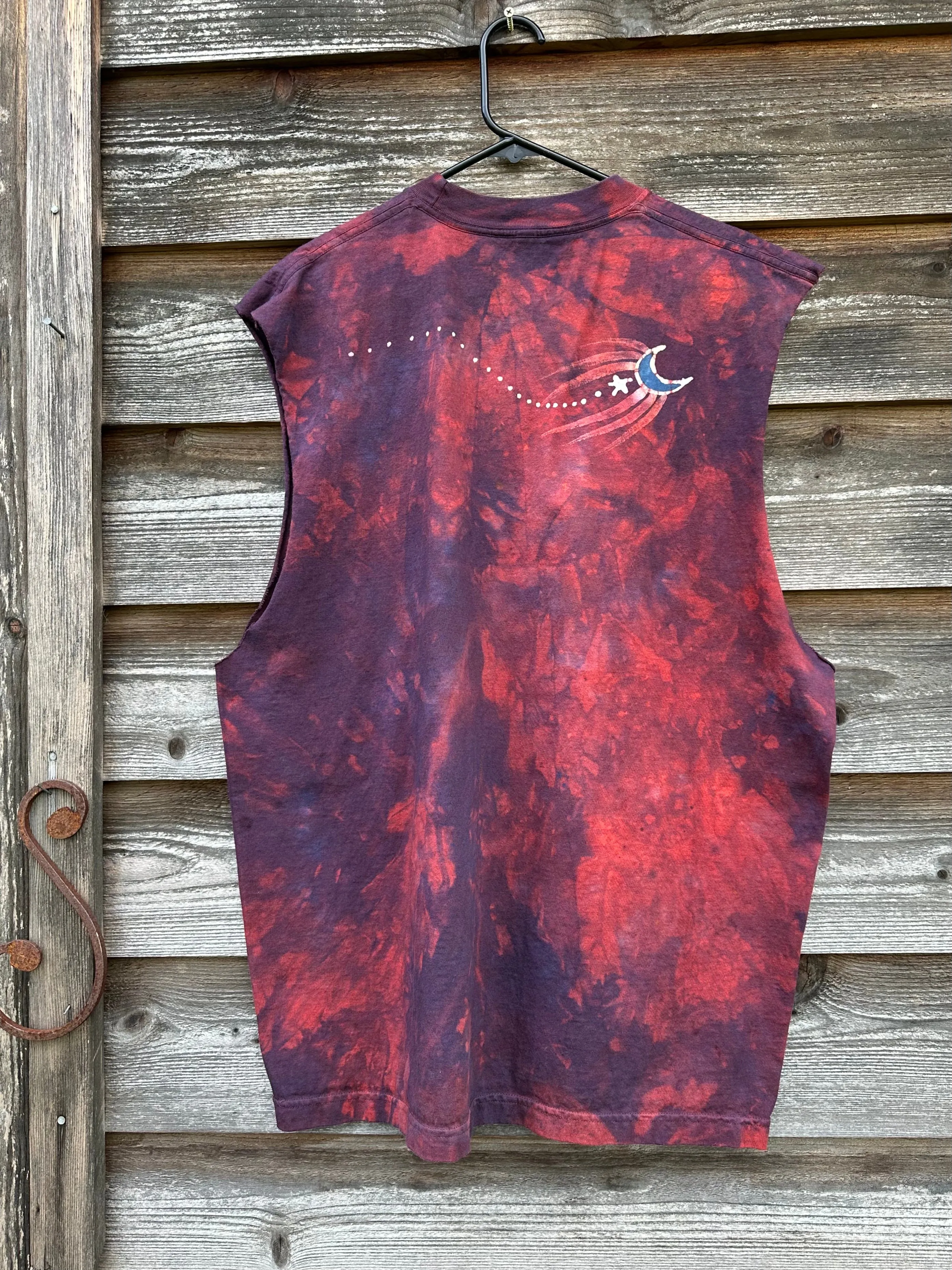Campfire At Night Sleeveless Batik Tshirt - Size XL