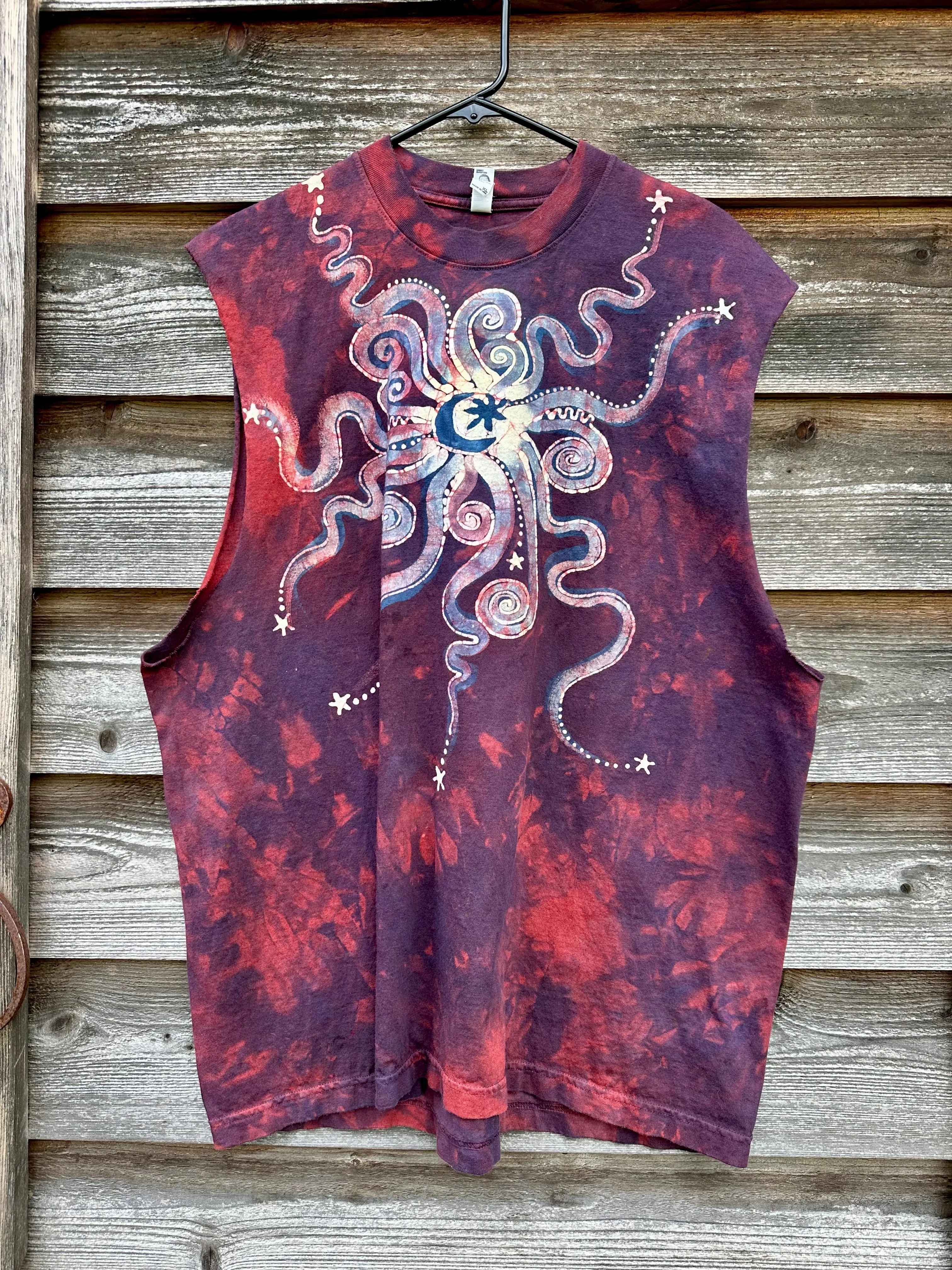 Campfire At Night Sleeveless Batik Tshirt - Size XL