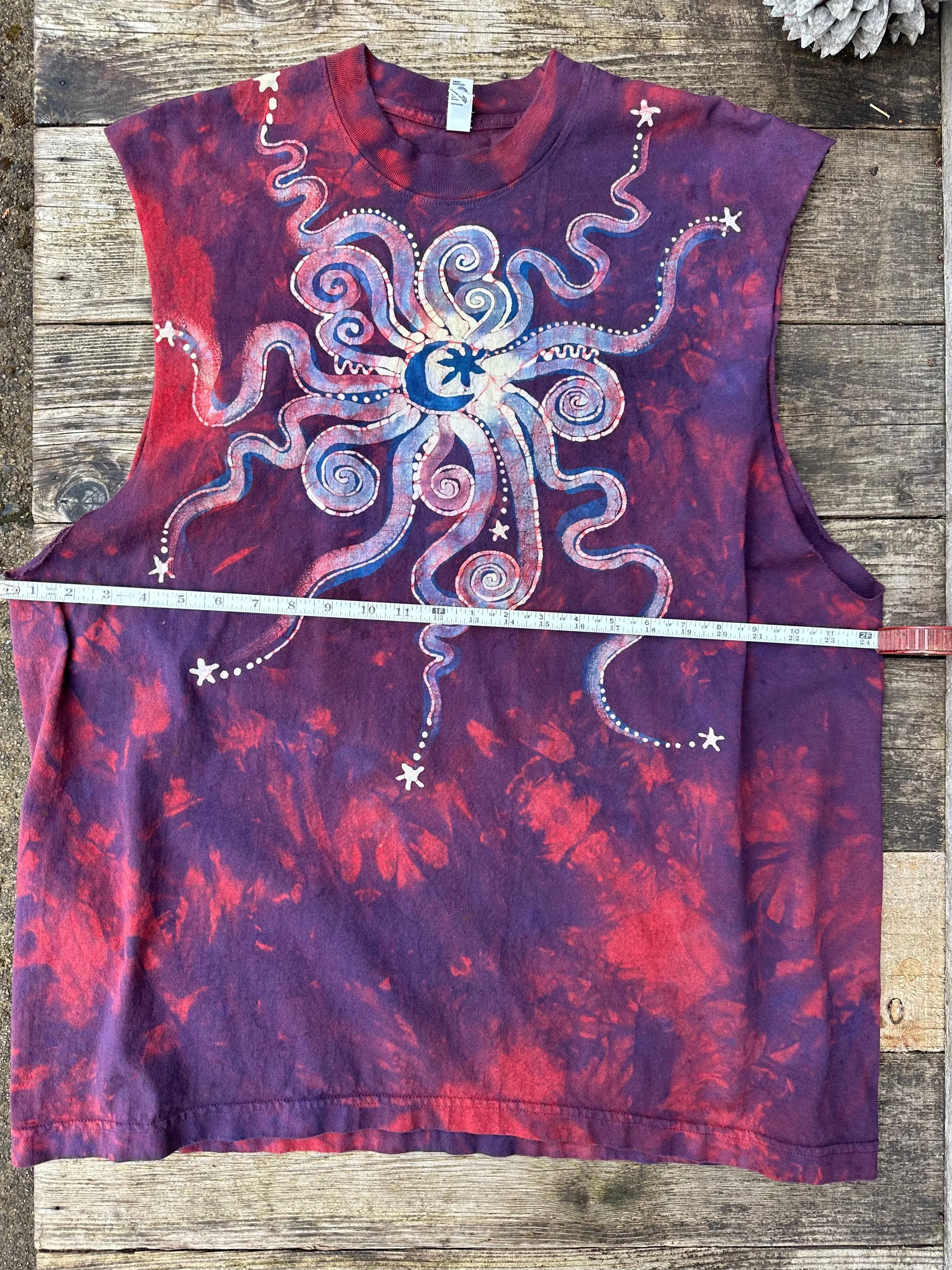 Campfire At Night Sleeveless Batik Tshirt - Size XL
