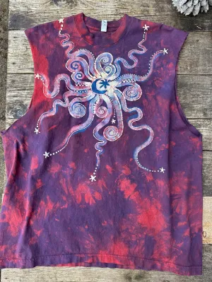 Campfire At Night Sleeveless Batik Tshirt - Size XL