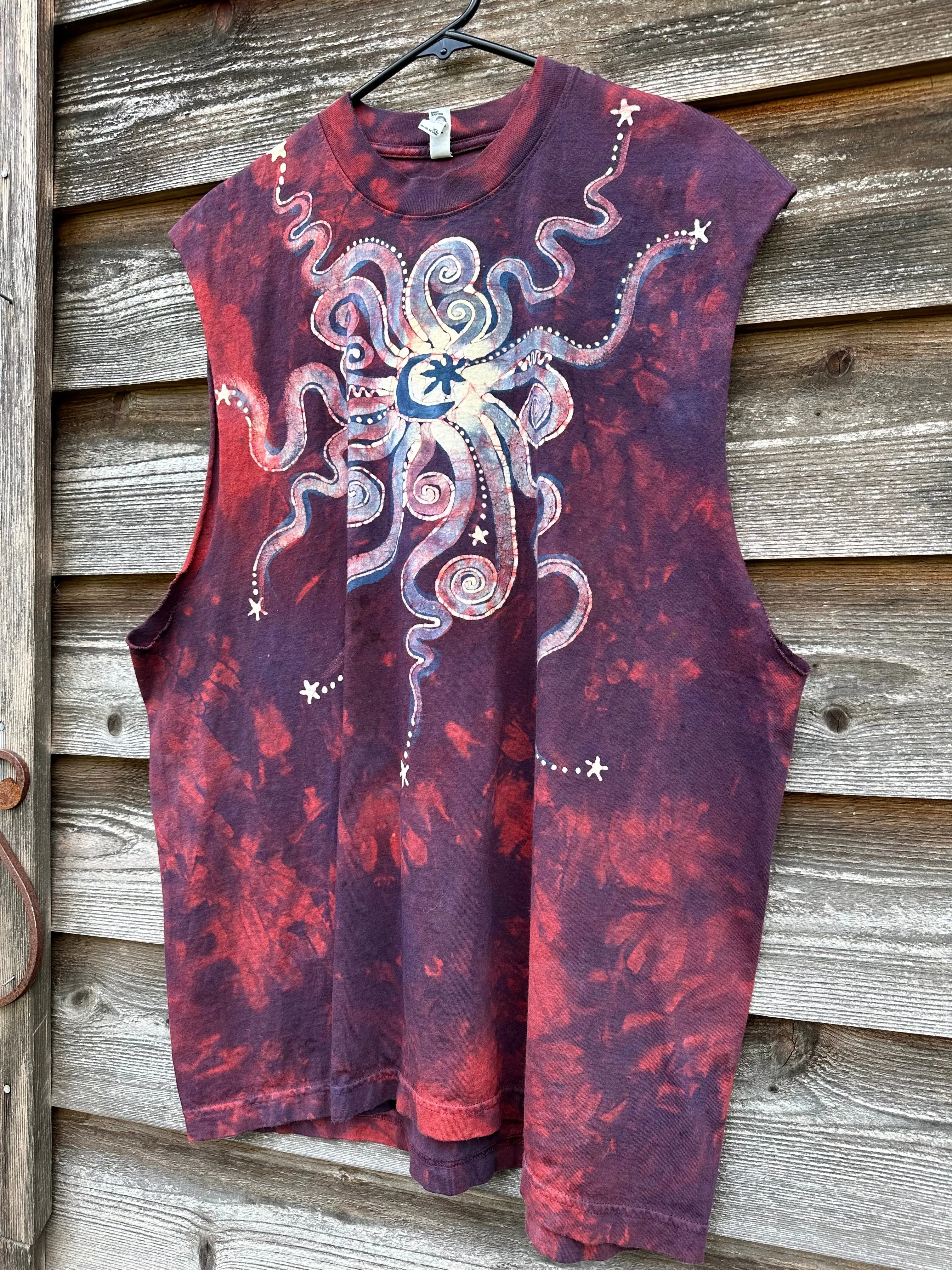 Campfire At Night Sleeveless Batik Tshirt - Size XL