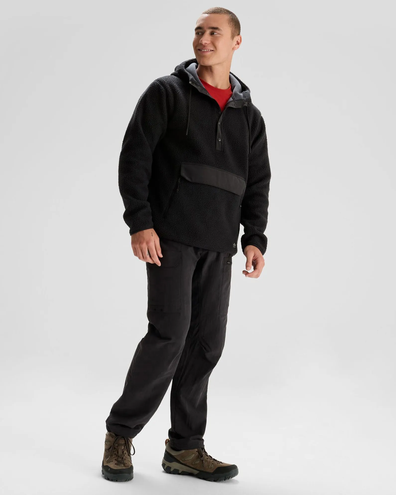 Men's Co-Z High Pile Hooded Pullover  - Black