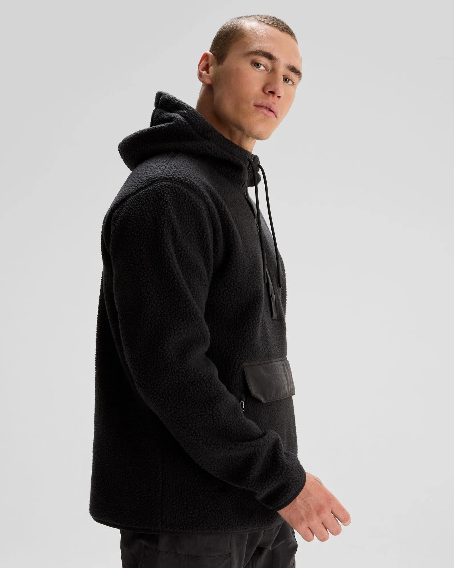 Men's Co-Z High Pile Hooded Pullover  - Black