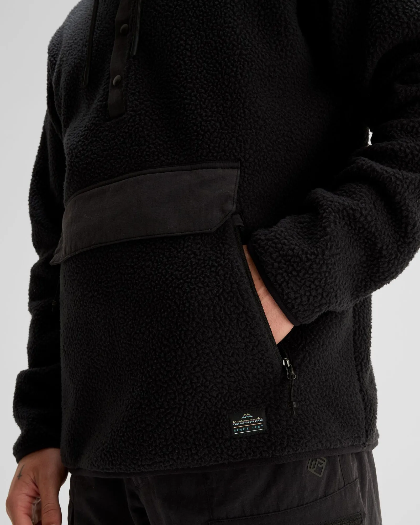 Men's Co-Z High Pile Hooded Pullover  - Black
