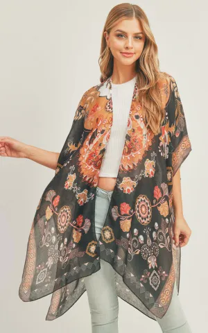 MS0277 Boho Multi Pattern Cover-up Kimono