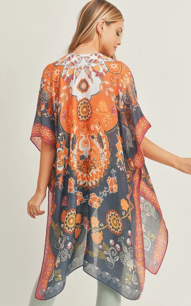 MS0277 Boho Multi Pattern Cover-up Kimono