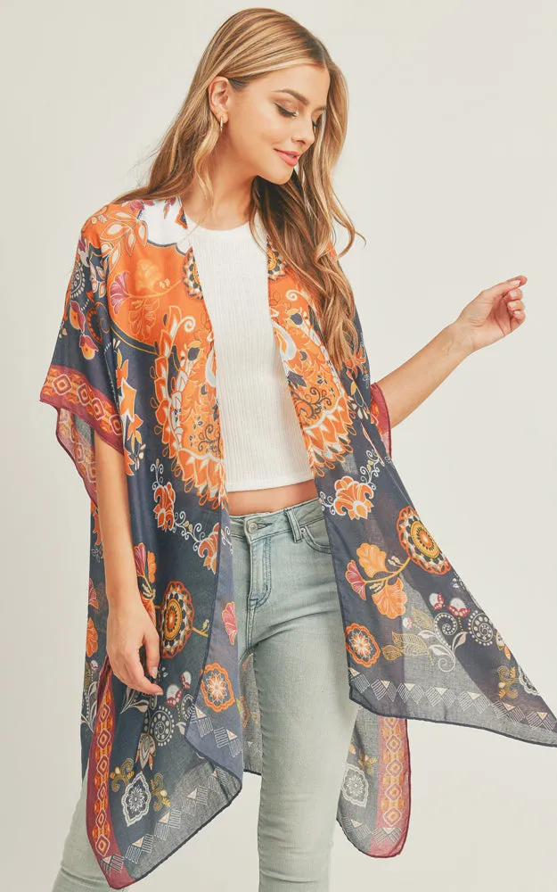 MS0277 Boho Multi Pattern Cover-up Kimono