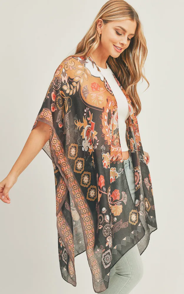 MS0277 Boho Multi Pattern Cover-up Kimono