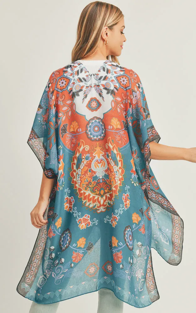 MS0277 Boho Multi Pattern Cover-up Kimono