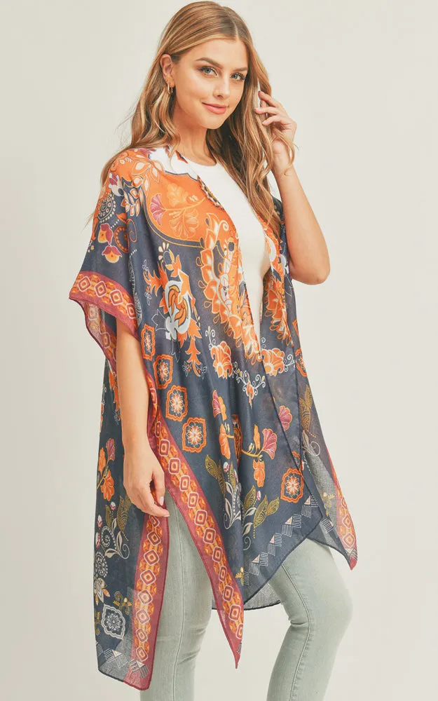 MS0277 Boho Multi Pattern Cover-up Kimono