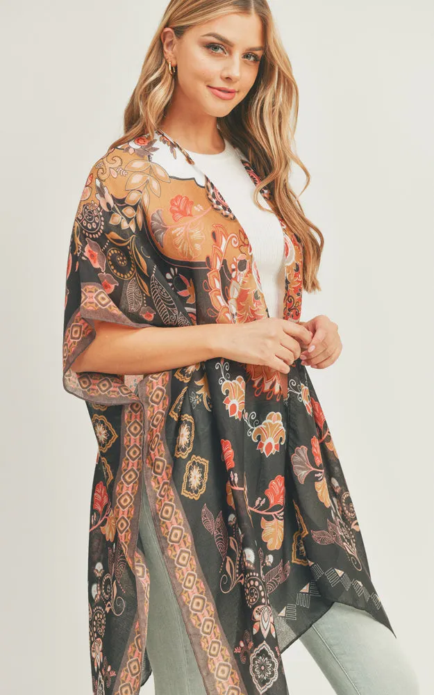 MS0277 Boho Multi Pattern Cover-up Kimono