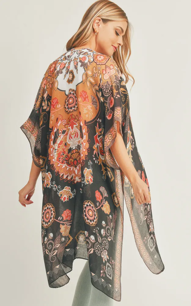 MS0277 Boho Multi Pattern Cover-up Kimono