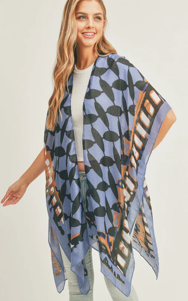 MS0282 Ombre & Geometric Pattern Cover-up Kimono