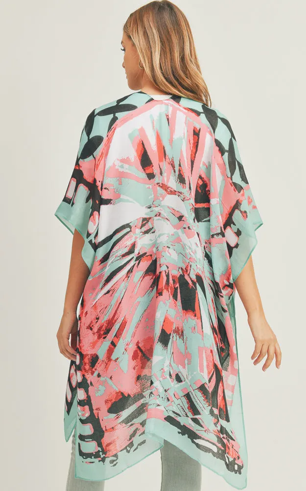 MS0282 Ombre & Geometric Pattern Cover-up Kimono