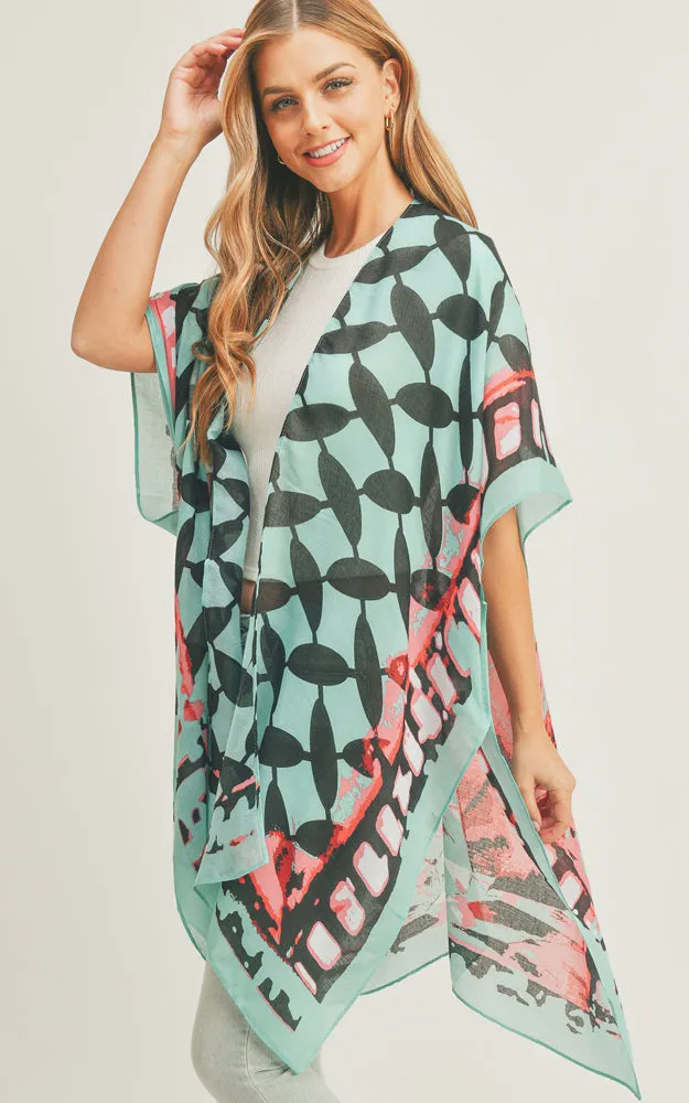 MS0282 Ombre & Geometric Pattern Cover-up Kimono