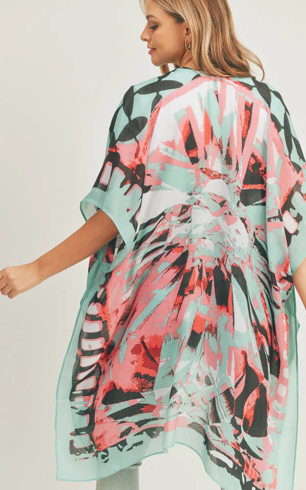 MS0282 Ombre & Geometric Pattern Cover-up Kimono