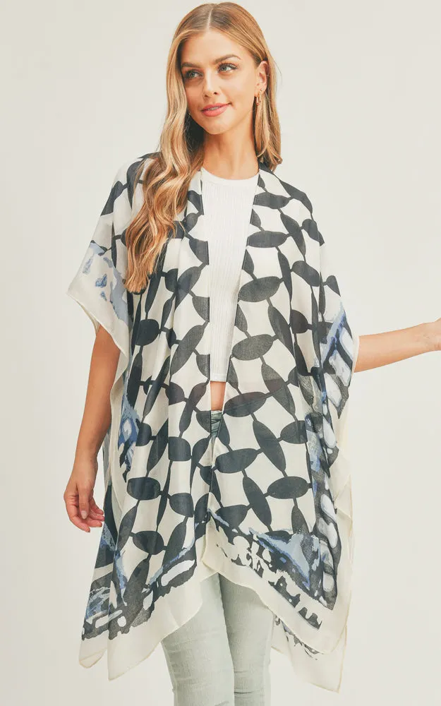 MS0282 Ombre & Geometric Pattern Cover-up Kimono