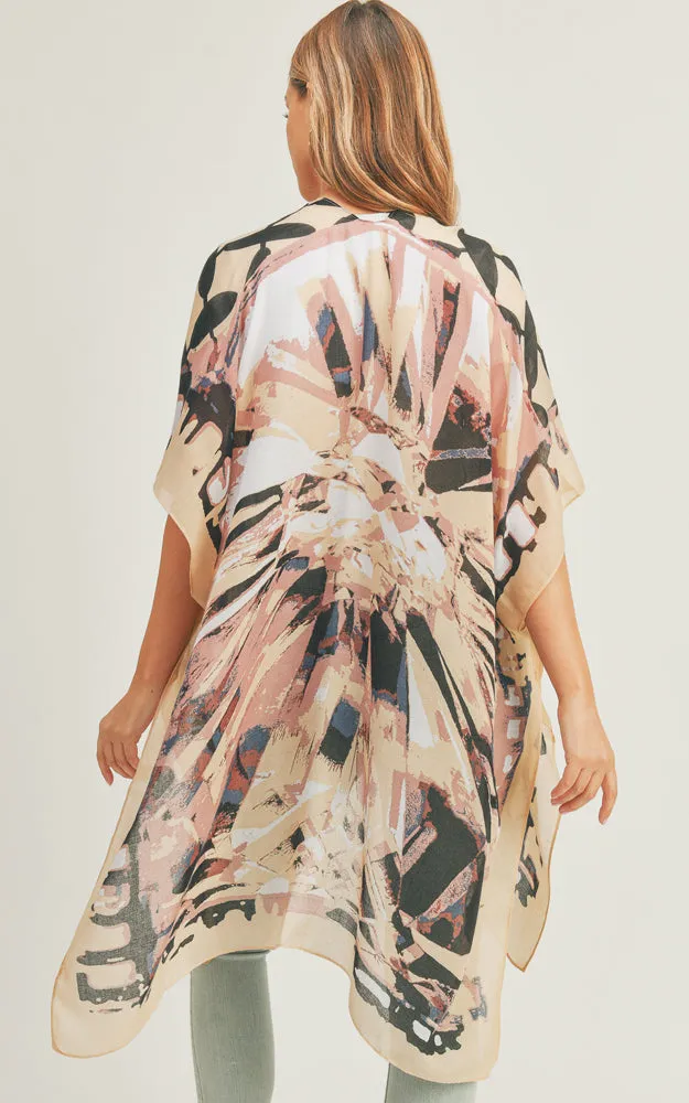 MS0282 Ombre & Geometric Pattern Cover-up Kimono