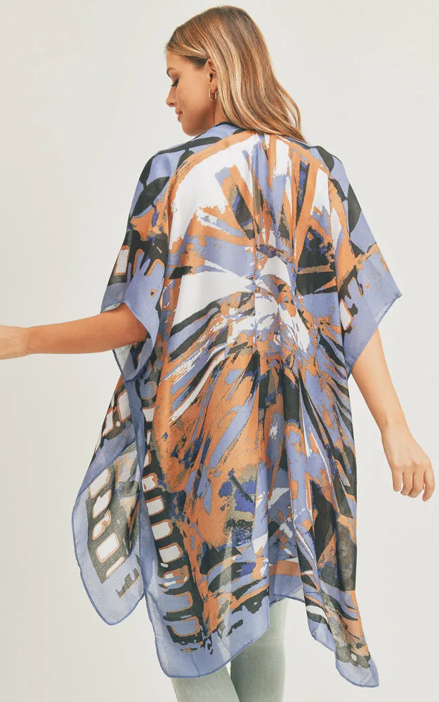 MS0282 Ombre & Geometric Pattern Cover-up Kimono