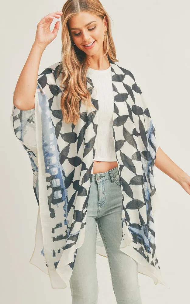 MS0282 Ombre & Geometric Pattern Cover-up Kimono
