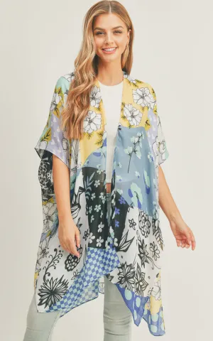 MS0283 Mixed Flower Pattern Cover-up Kimono