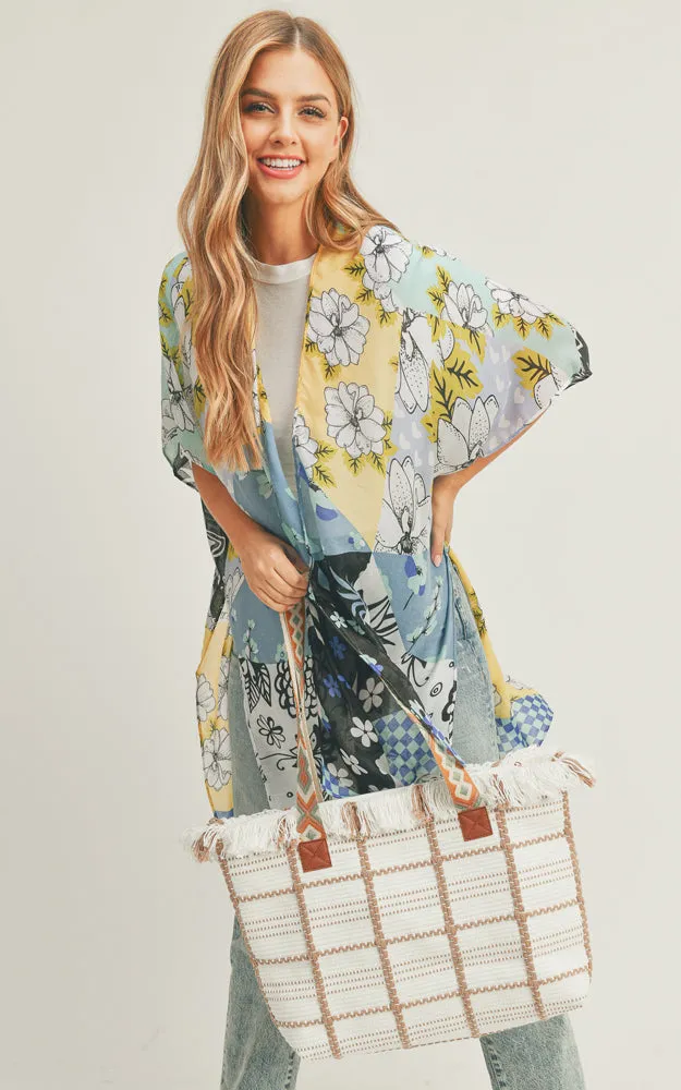MS0283 Mixed Flower Pattern Cover-up Kimono