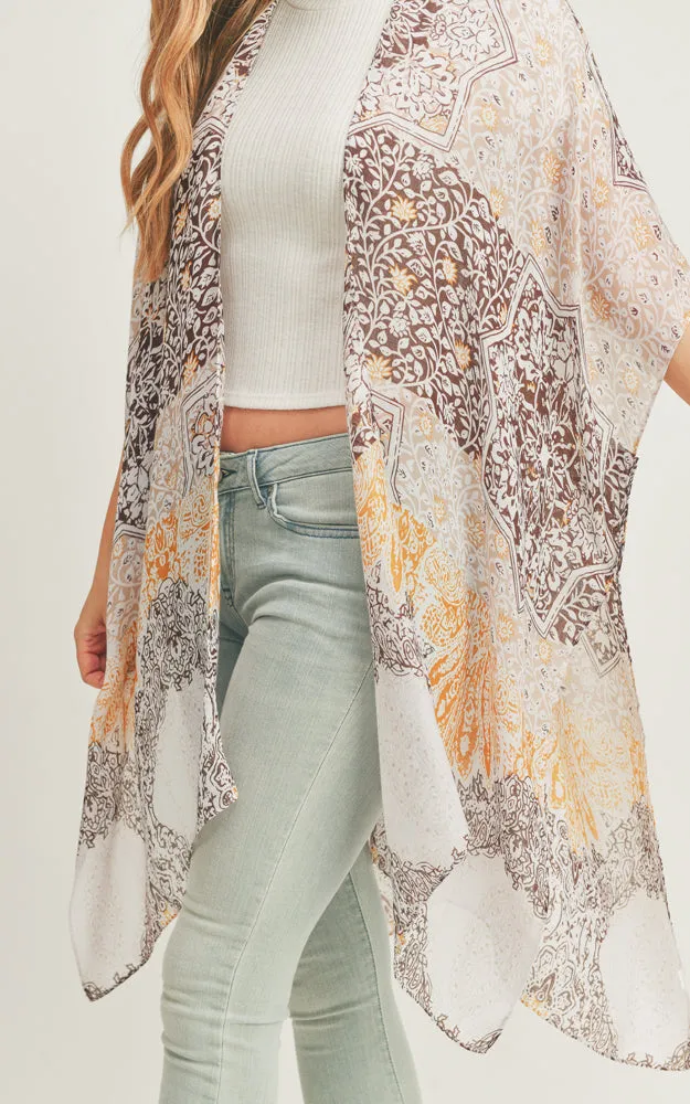 MS0286 Mixed Boho Pattern Cover-up Kimono
