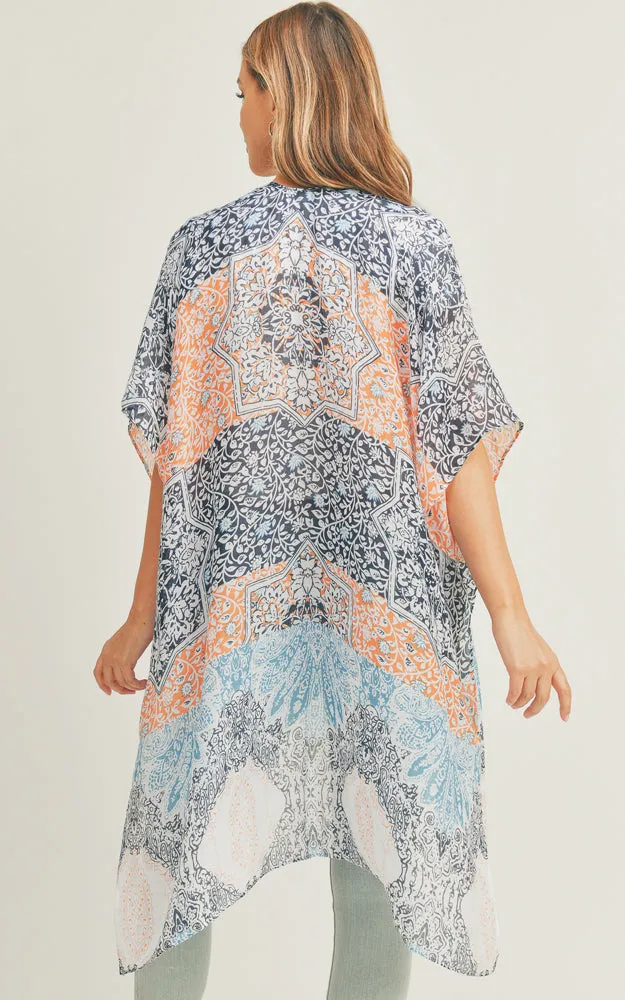 MS0286 Mixed Boho Pattern Cover-up Kimono