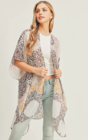MS0286 Mixed Boho Pattern Cover-up Kimono