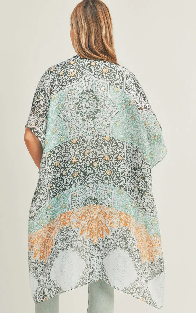 MS0286 Mixed Boho Pattern Cover-up Kimono