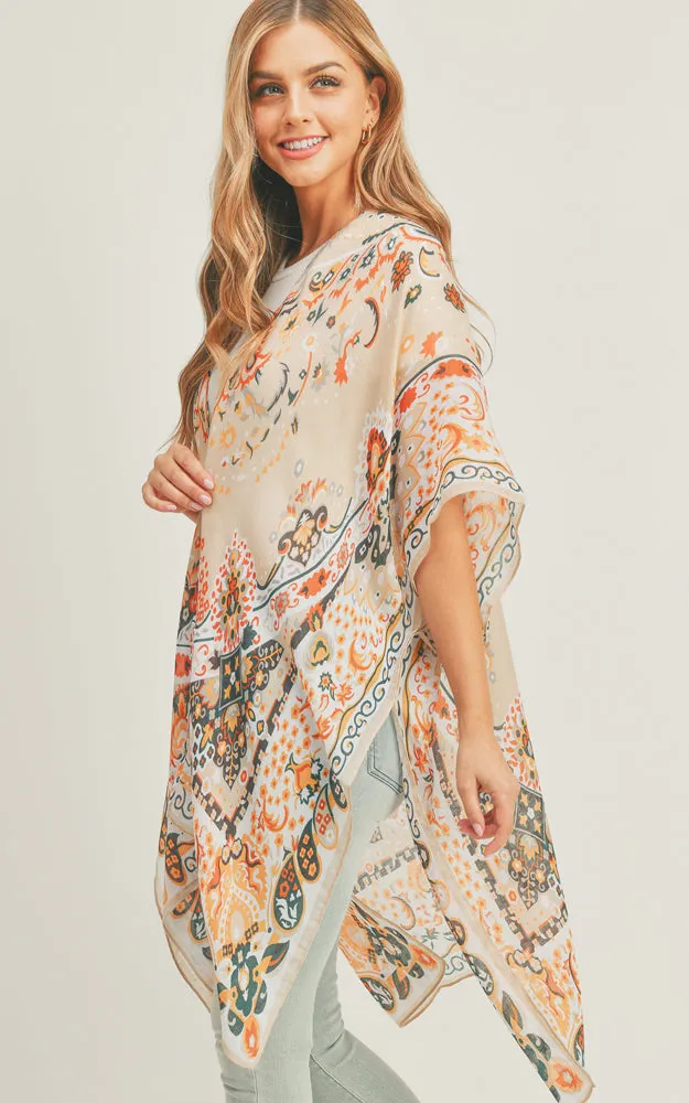 MS0287 Mixed Boho Pattern Cover-up Kimono