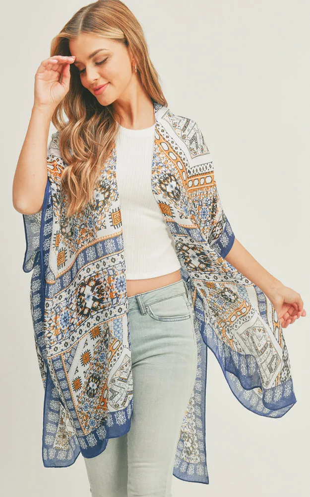MS0288 Mixed Patch Pattern Cover-up Kimono