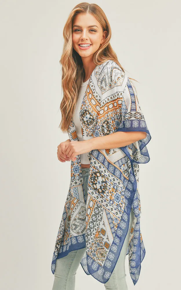 MS0288 Mixed Patch Pattern Cover-up Kimono