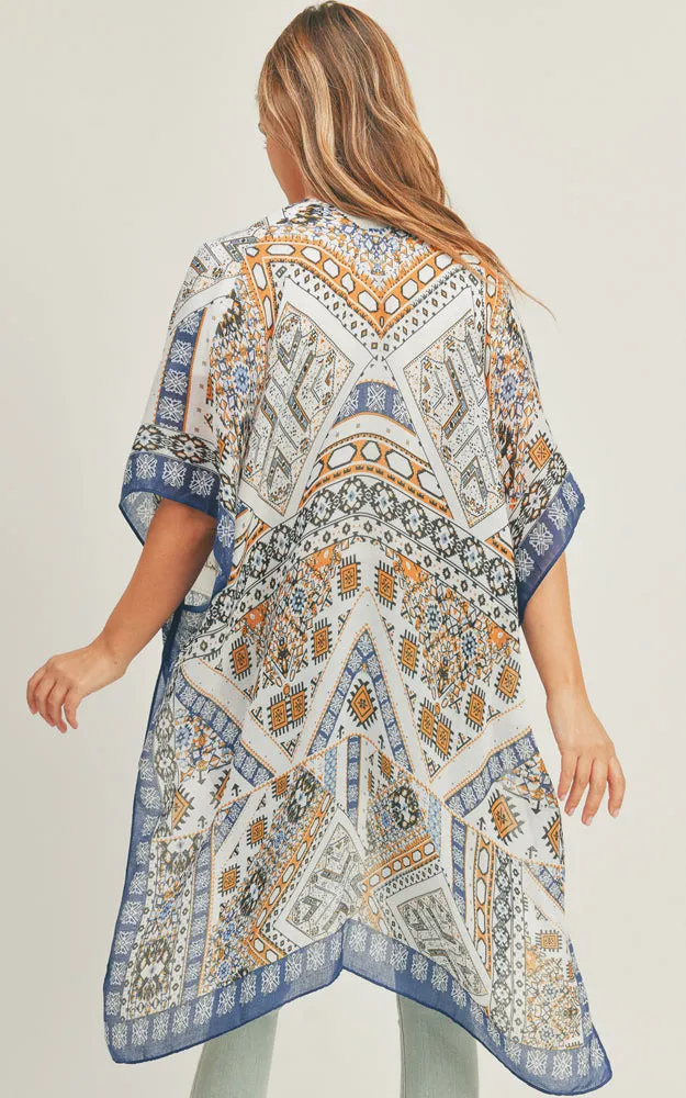 MS0288 Mixed Patch Pattern Cover-up Kimono