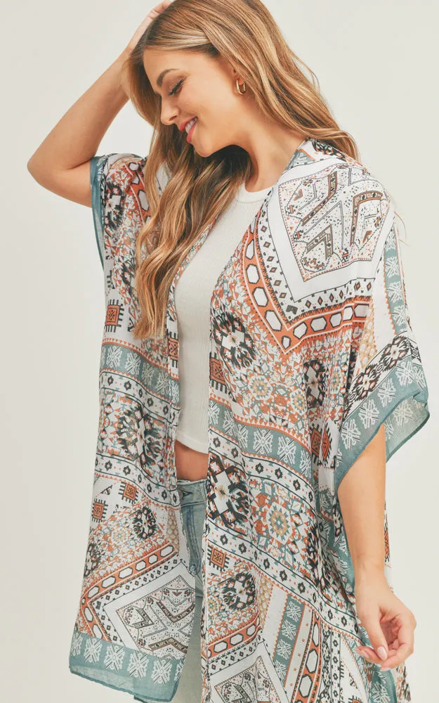 MS0288 Mixed Patch Pattern Cover-up Kimono