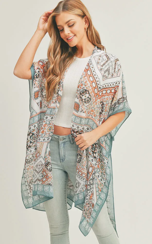 MS0288 Mixed Patch Pattern Cover-up Kimono