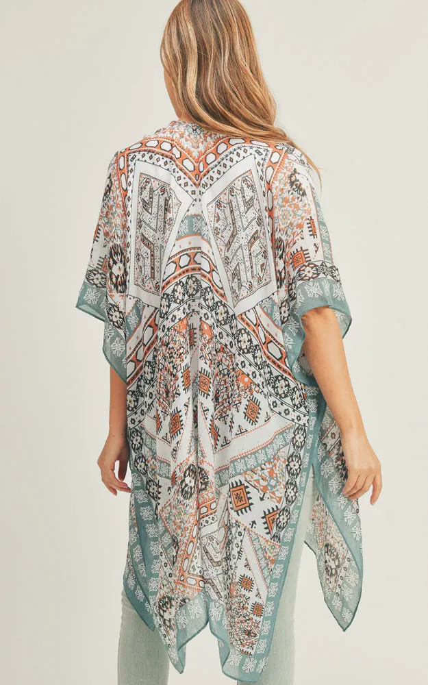 MS0288 Mixed Patch Pattern Cover-up Kimono