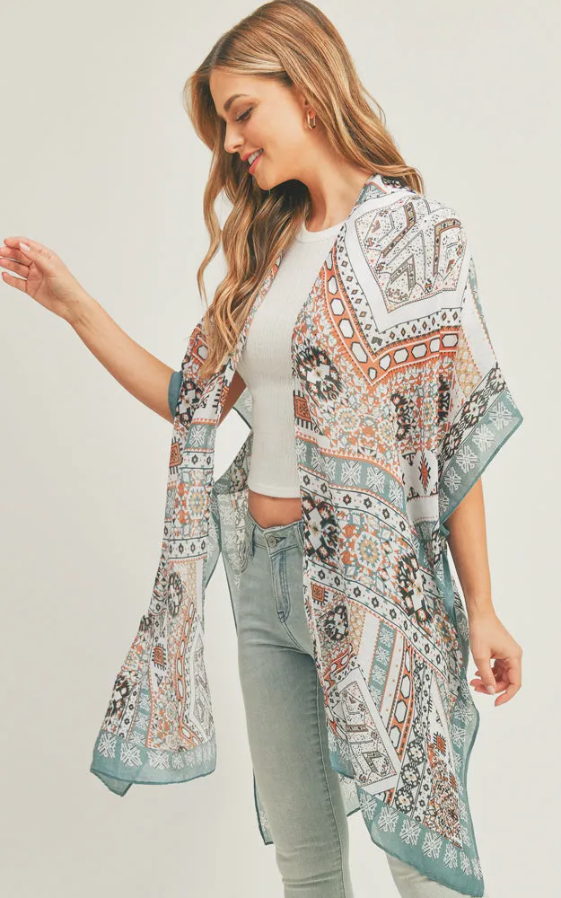 MS0288 Mixed Patch Pattern Cover-up Kimono
