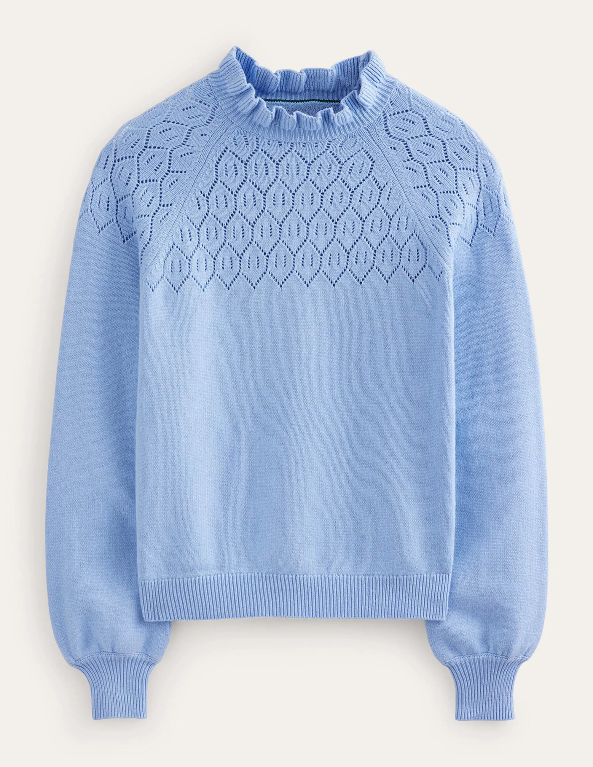 Pointelle Detailed Jumper-Cornflower