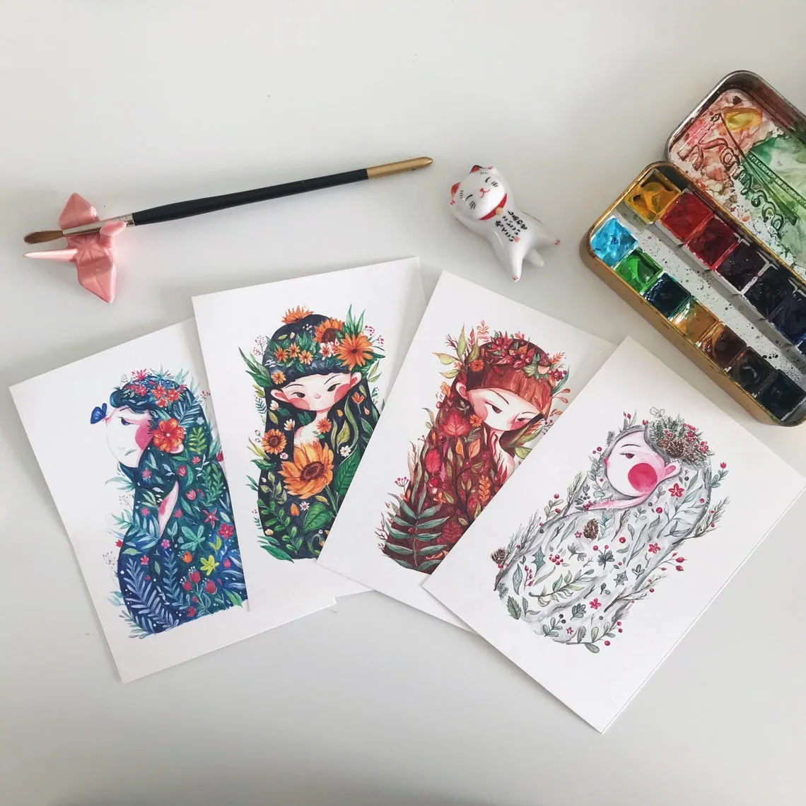 Qiara's Four Season Postcard sets of 4