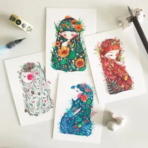 Qiara's Four Season Postcard sets of 4