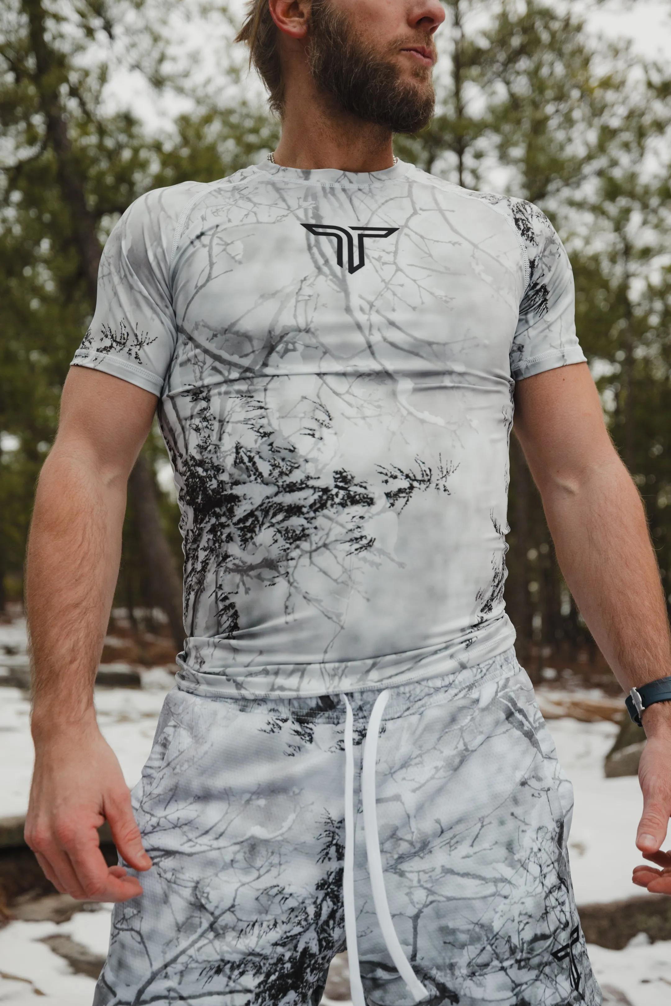 Snow Hunter Camo Short-Sleeve Rashguard