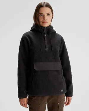 Women's Co-Z High Pile Hooded Pullover  - Black
