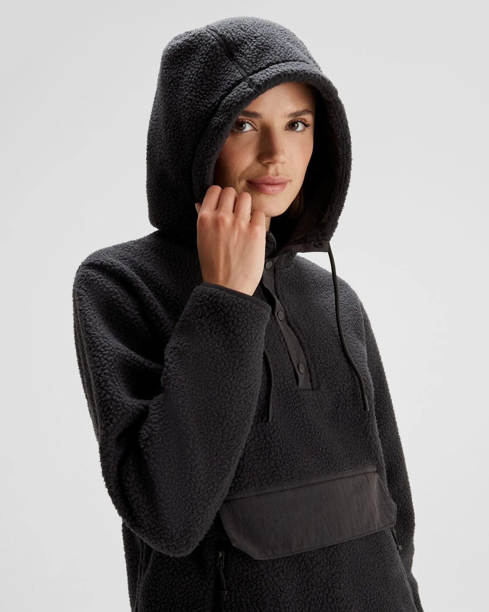Women's Co-Z High Pile Hooded Pullover  - Black