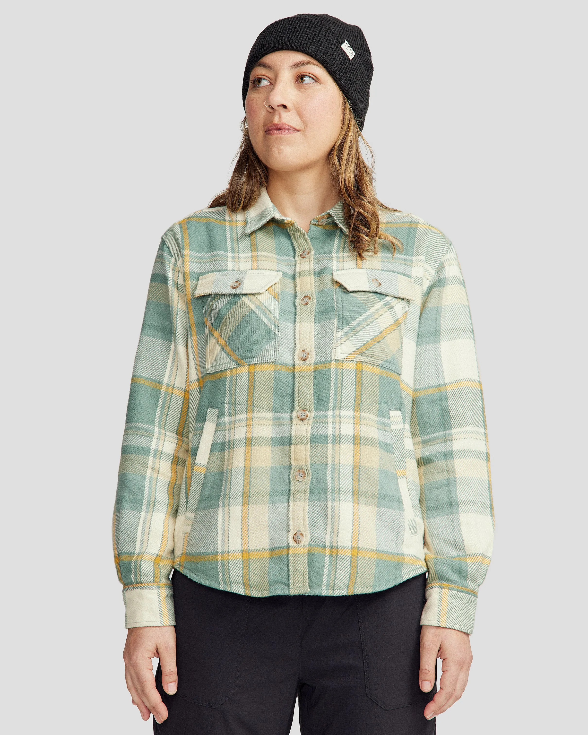 Women’s Huntly Long Sleeve Shirt - Cabin Plaid Light Forest