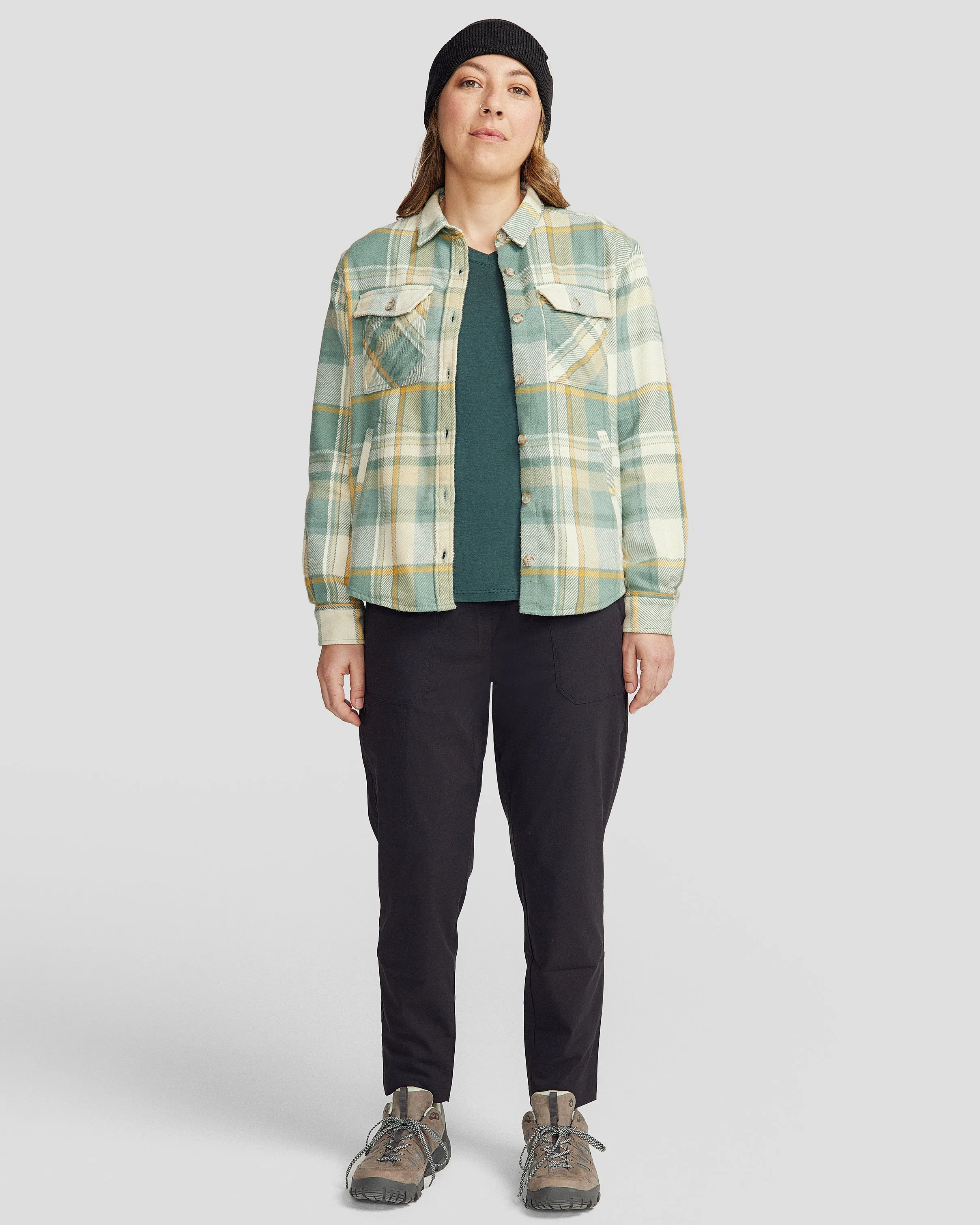 Women’s Huntly Long Sleeve Shirt - Cabin Plaid Light Forest